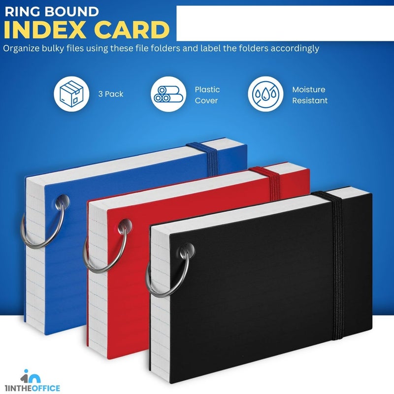 1InTheOffice Index Cards with Ring 3x5, Flash Cards with Binder Ring, Single Hole Punched Notecards, White, 100 Cards - Image 2